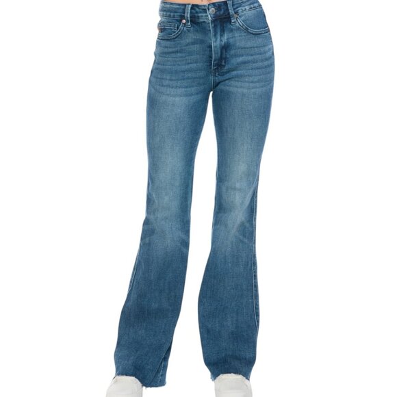 NEW Judy Blue Full Size Tummy Control Cut Hem Flare Jeans - Picture 9 of 11